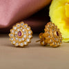 925 Silver Padma Gold Plated Temple Earrings for Women