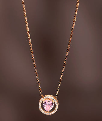 925 Sterling Silver Blush Heart Italian Pendant Chain