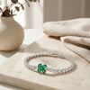925 Sterling Silver CZ  Floral Charm Bracelet for Women  