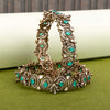 925 Silver Victorian Green Stone Bridal Bangles for Women