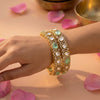 925 Silver Jadau Green Stone Traditional Bridal Bangles