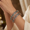 925 Silver Victorian Green Stone Bridal Bangles for Women