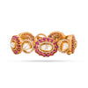 925 Silver Temple Pink Polki Kada for Women