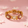 925 Silver Temple Pink Polki Kada for Women