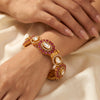 925 Silver Temple Pink Polki Kada for Women
