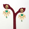 925 Silver Jadau Emerald Traditional Earrings for Women