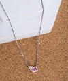 925 Sterling Silver Blush Aura CZ Party Pendant Chain