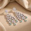 925 Silver Mint Green CZ Chandelier Party Wear Earrings