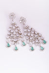 925 Silver Mint Green CZ Chandelier Party Wear Earrings