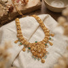 925 Sterling Silver Emerald Lakshmi Temple Long Necklace