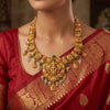 925 Sterling Silver Emerald Lakshmi Temple Long Necklace