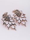 925 Rose Gold CZ Starburst Marquise Statement Studs Earrings
