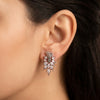 925 Rose Gold CZ Starburst Marquise Statement Studs Earrings