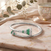 925 Silver Statement Kada with Emerald Green and White CZ Stones