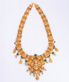 925 Sterling Silver Emerald Lakshmi Temple Long Necklace