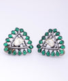 925 Sterling Silver Green Triangle Jadau Earrings for Women