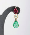 925 Sterling Silver Pink Green Teardrop Jadau Necklace Set  