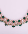 925 Sterling Silver Emerald Jadau Short Necklace Set