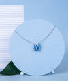 Azurea Grace Blue Cushion Cut CZ Silver Pendant Set
