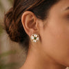 925 Silver Classic Kundan Floral Jadau Earrings for Women