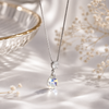 925 Silver Teardrop Crystal Pendant Chain for Women