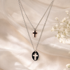 925 Sterling Silver Layered Cross Pendant Chain for Women