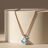 925 Sterling Silver Aqua Italian Pendant Chain
