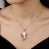 925 Sterling Silver Rosy Aura CZ Pendant Chain