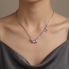 925 Sterling Silver Blush Aura CZ Party Pendant Chain