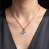 925 Sterling Silver Aqua Italian Pendant Chain