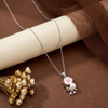 925 Sterling Silver Rosy Aura CZ Pendant Chain