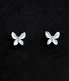Flutur Pearl Butterfly CZ Silver Studs for women