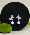 Vespera Pearl Charm CZ Silver Earrings