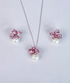 Gulab Enamel & CZ Rose Silver Pendant Set