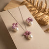 925 Silver Rose Enamel Pendant Set for Women