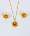 SuryaPushp Golden Daisy Silver Pendant Set