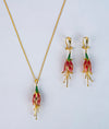 Latika Floral Enamel Silver Pendant Set