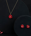 Japa Enamel Flower Gold Plated Silver Pendant Set