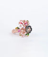 Vanmala Enamel Floral Italian Silver Ring