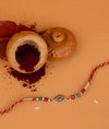 925 Silver Eye Charm Rakhi with Red Gold Thread - Rakhi Gift