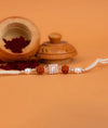 925 Silver Rudraksha Rakhi with CZ Stone - Rakhi Gift