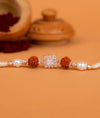 925 Silver Rudraksha Rakhi with CZ Stone - Rakhi Gift