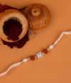 925 Silver Rudraksha Rakhi with CZ Stone - Rakhi Gift