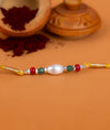 925 Silver Rakhi with Red Green Beads - Rakhi Gift for Brother