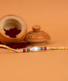 925 Silver Rakhi with Red Green Beads - Rakhi Gift for Brother
