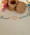 925 Silver Sunburst Rakhi with Pearl Beads - Rakhi Gift