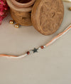 925 Silver Dangle Star Rakhi with Brown Beads - Rakhi Gift