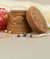 925 Silver Dangle Star Rakhi with Brown Beads - Rakhi Gift
