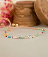925 Silver Rainbow Seed Bead Rakhi - Rakhi Gift Online