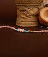 925 Silver Rakhi with Peach Turquoise Beads - Rakhi Gift